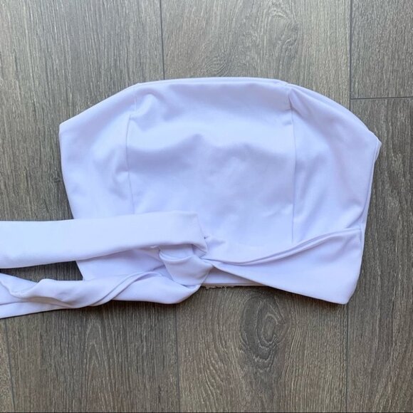 Women's Tube Top Bandeau Tie up front Cropped sleeveless Satin White Small - Picture 6 of 13